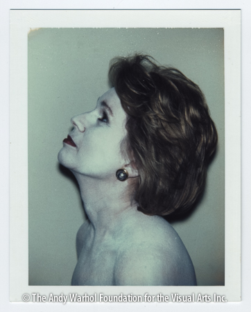31 / 149 Unidentified woman (white make-up, earrings), June 1976 Polaroid Polacolor ER. 4.25" x 3.375"