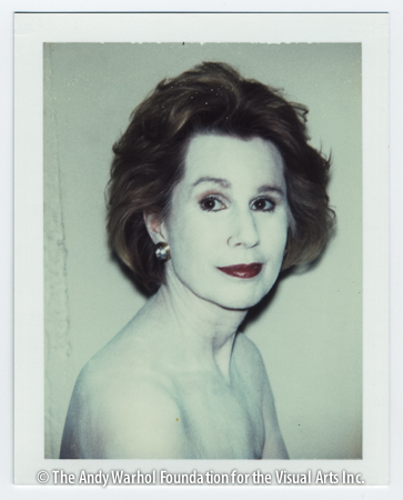 Unidentified woman (white make-up, earrings), June 1976 Polaroid Polacolor ER. 4.25" x 3.375"