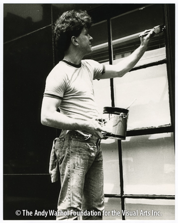 Unidentified man painting, 1984 gelatin silver print. 8" x 10"