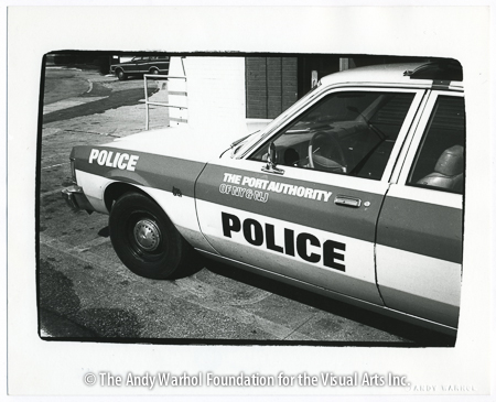 Police car, April 26, 1982 gelatin silver print. 8" x 10"